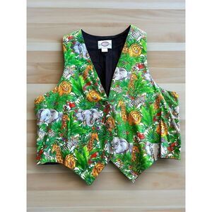 Vintage 90’s Vest Jungle Safari Animals Conversation Starters XL